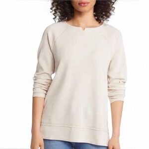 Caslon Split Neck Thermal Top Beige XXL